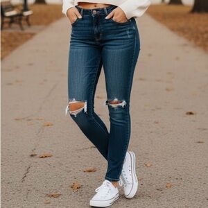 34” X 30” Special A Jeans stretch Classic Blue Distressed Women’s Dark Denim 1XL